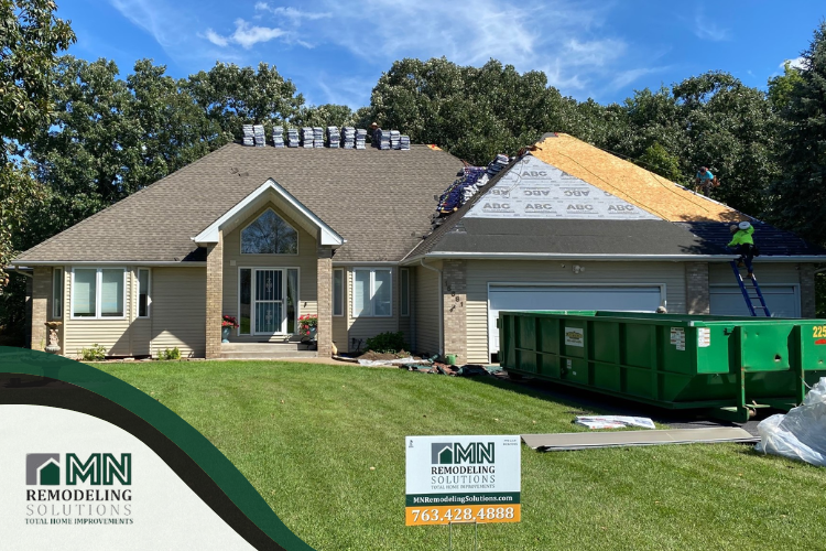 Maple Grove roofing contractors installing a GAF Timberline roof