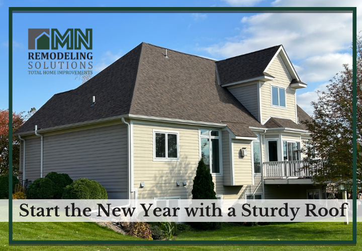 A robust, newly installed roof by Maple Grove's premier roofing contractor, symbolizing a fresh start for the New Year.